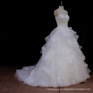 Profissional 16 anos Organza Layered Wedding Dresses 2016 com faixa